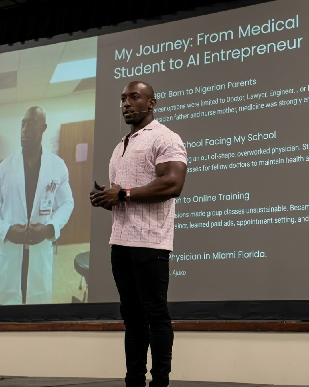 Dr. Emeka Ajufo, MD — speaking on stage